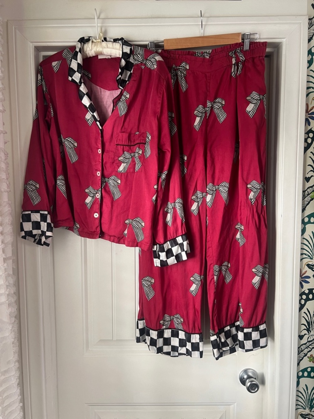 Mackenzie Childs X Printfresh Eco Satin Soho Pajama Set in Bows Small - Picture 3 of 8